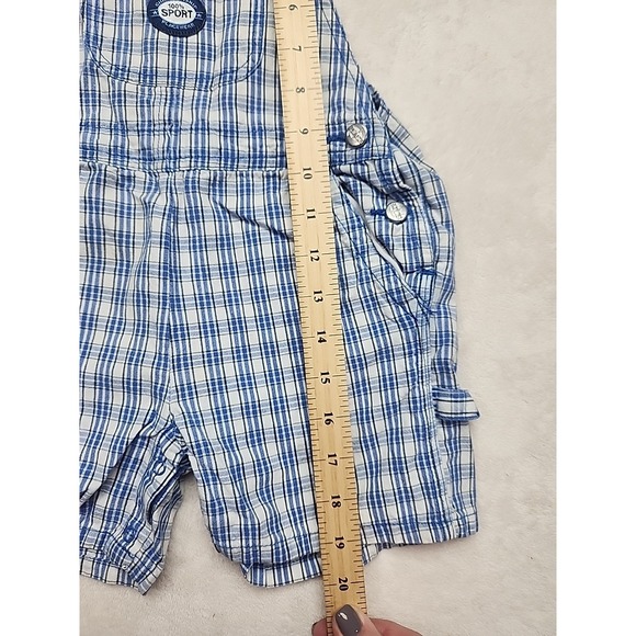 Children's Place Denim Blue/White Checkered Short Overalls Size 24 Month - Picture 2 of 7